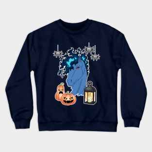 Dark blue fiery horse Crewneck Sweatshirt